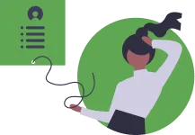 Lady accessing personal information