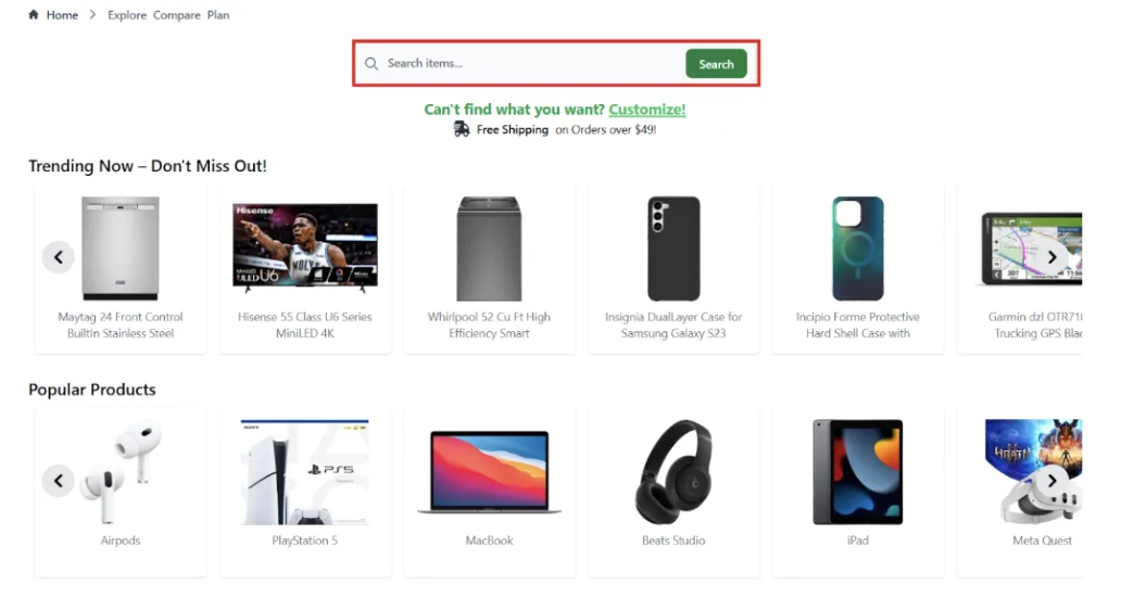 Search for a product