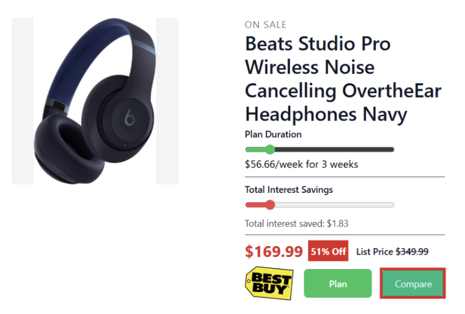 Compare items side-by-side